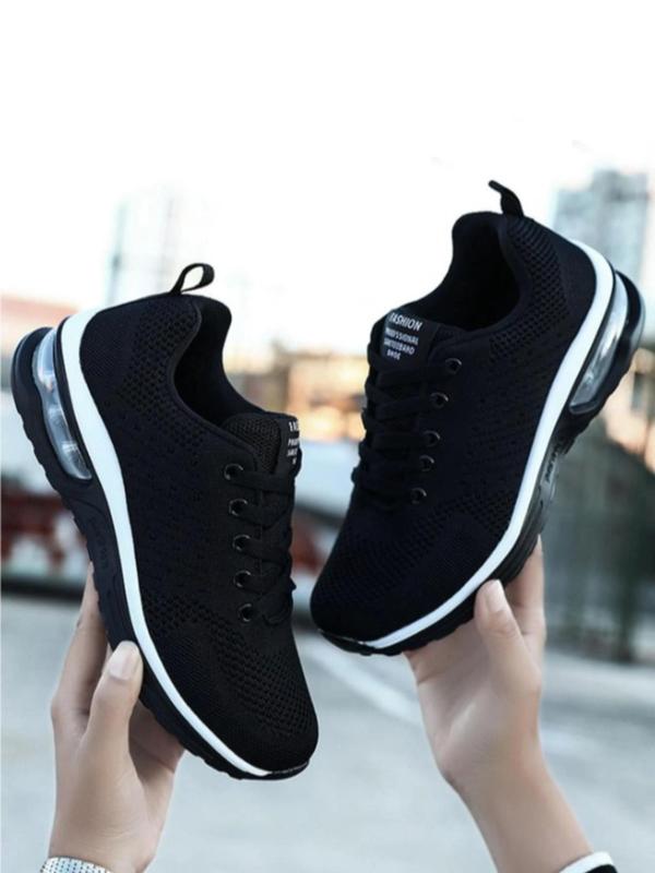 Father's Day Gift Sporty Lace-up Low Top Running Shoes, Trendy Plain Lace-up Soft-soled Comfortable Sneakers, Mesh Running Shoes for Outdoor Exercise