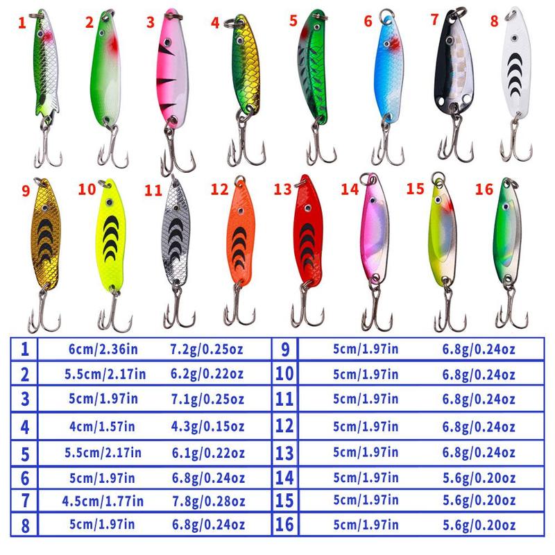 Mixed Color & Size Baitcasting Fishing Lures With Hooks, 16pcs set Fishing Lures With Hooks, Fishing Accessories For Outdoor Fishing