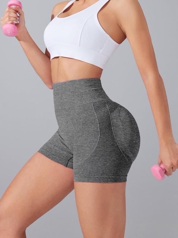 Women's Solid High Waist Sports Shorts, High Stretch Seamless Yoga Shorts, Gym Shorts, Workout Shorts, Ladies Sportswear for Indoor Outdoor Wear, Workout Outfits