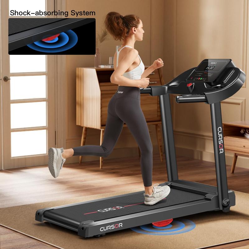 CURSOR FITNESS Home Folding PRO Treadmill with Pulse Sensor, 2.5 HP Quiet Brushless, 7.5 MPH, 265 LBS Capacity