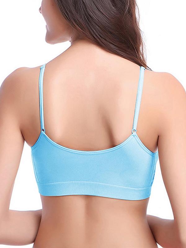 Sporty Women's Solid Color Ruched Padded Sports Bra, Breathable Comfortable Wireless Sports Lingerie Top, Ladies Sportswear for Indoor Outdoor Wear