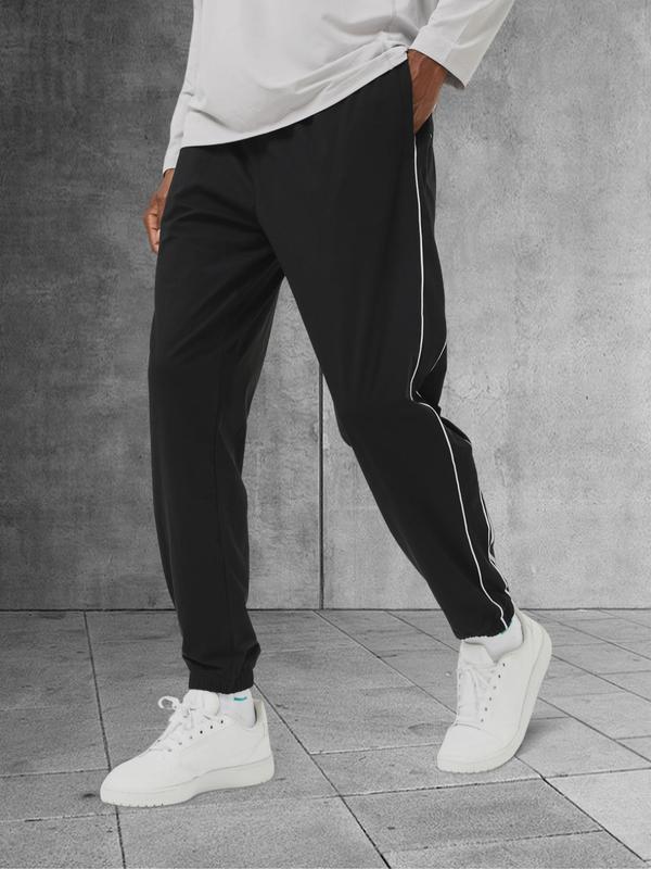 Men's Solid Side Stripe Drawstring Waist Sports Pants, Casual Comfy Pocket Jogger Pants for Gym Workout Running, Men's Sport & Outdoor Clothing for All Seasons