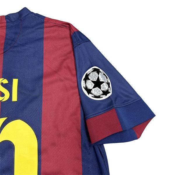 NIKE 1415 Season Barcelona Home Champions League Final Short Sleeve Top Lionel Messi No.10 Retro Soccer Jerseys Quick Drying