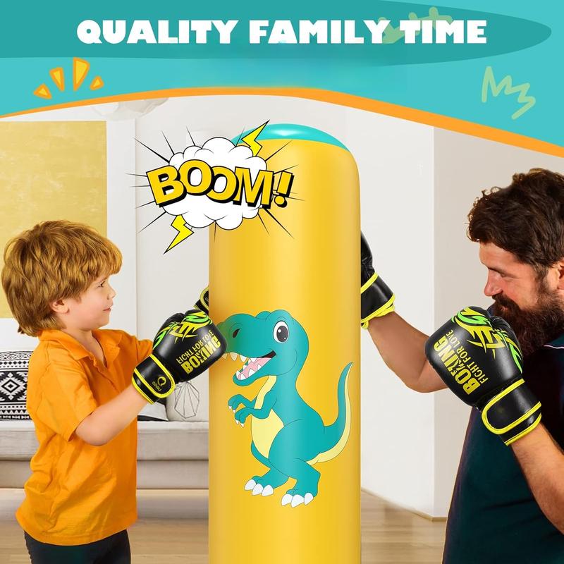 Inflatable Punching Bag, 48 Inch  Inflatable Boxing Bag for 3-6 ,Dinosaur  & Gifts for Boys and Girls,  Boxing Set for Practicing Karate, Taekwondo