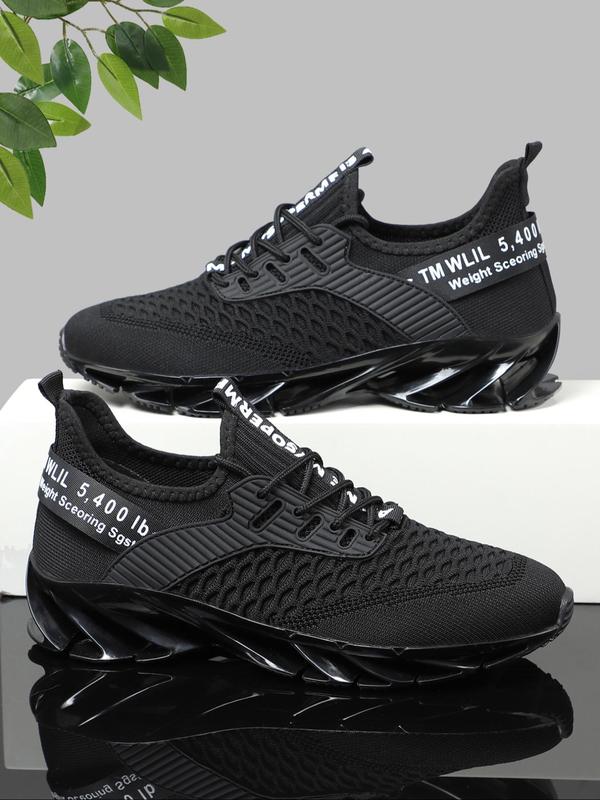 Unisex's Letter Print Lace Up Running Shoes, Breathable Comfortable Sports Shoes, Trendy All-match Sneakers for Daily Wear