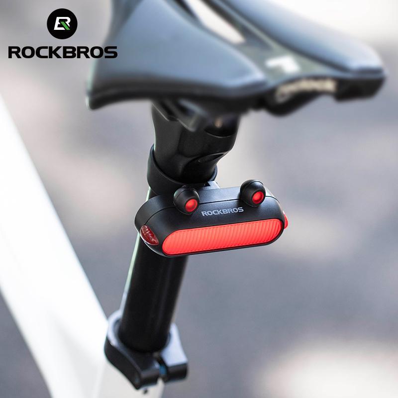 ROCKBROS Type-C Rechargeable LED Bike Tail Light Bright Bicycle Rear Cycling Safety Flashlight, 350mah Lithium Battery, 5 Light Mode Options, (Type-C Cables Included)