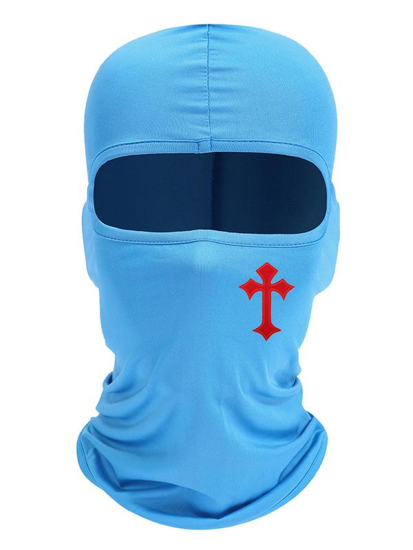 Unisex Y2k Cross Print Balaclava Mask , 2024 New Style Summer Windproof Face Covering for Men & Women, Sun Protection Face Mask for Outdoor Activities, Black Mask