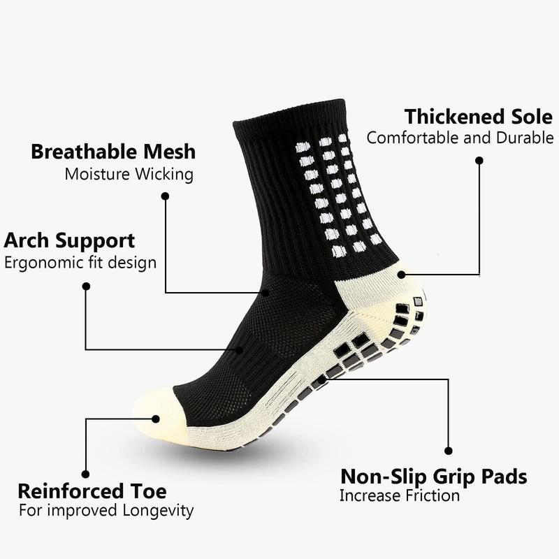 Non-slip Grip Socks, 4 Pairs Soft Breathable Sports Socks, Soccer Socks for Men, Ankle Socks, Grip Pads for Football Basketball Sports Grip Socks, Football Equipment, Boyfriend Gift, Summer Gift, Football Accessories,  Football Equipment