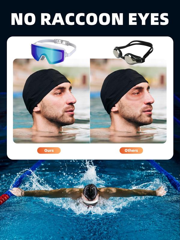 Swim Goggles,Wide View Anti Fog&UV Swimming Goggles for Audlt, No Leaking Swim Glasses for Men Women Youth