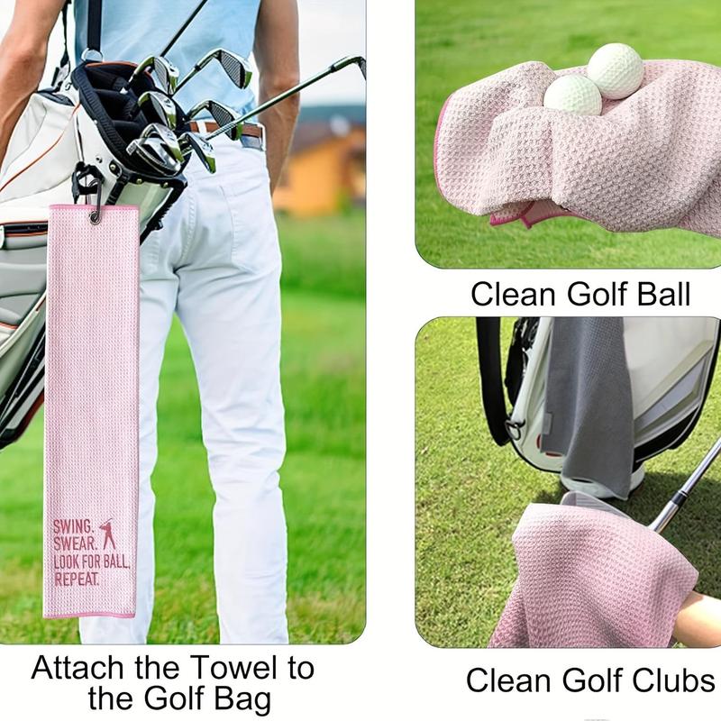 Pink Swing Towel For Golf, Embroidered Golf Towel For Golf Bags With Clip, Golf Gift For Men & Women