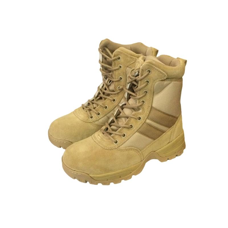 8” high Fancy Military army style wheat or black hiking    combat boots