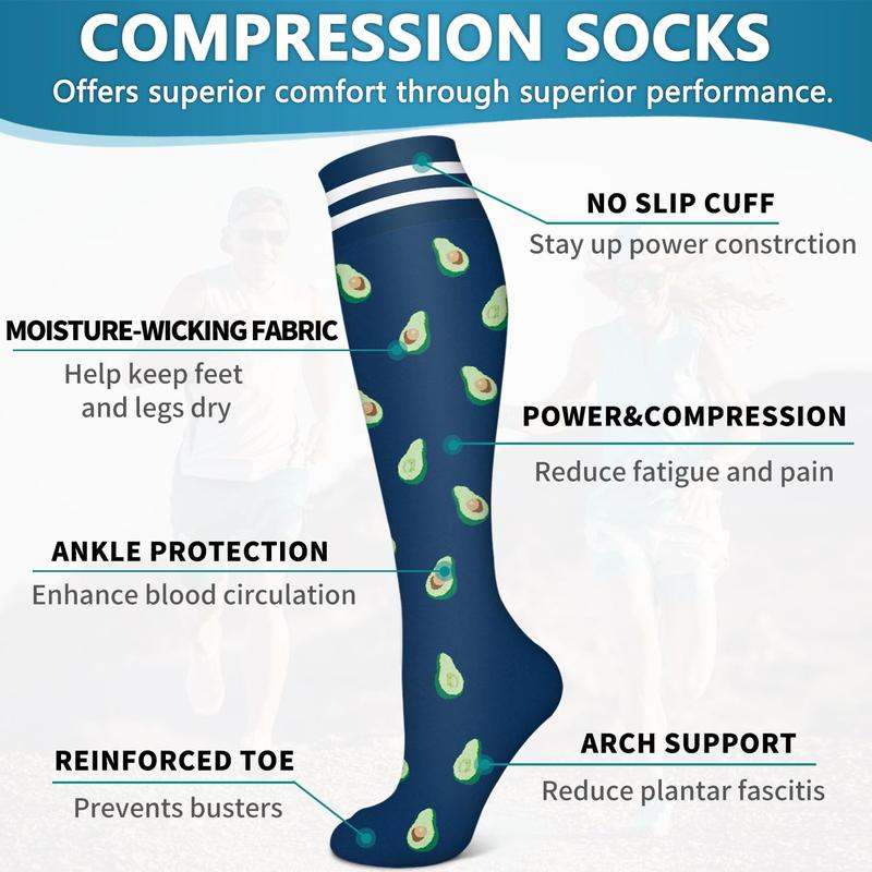 6 Pairs of Compression Socks for Running and Sports - Breathable Cotton Socks with Anti-Slipping and Friction Design - Christmas Day Socks