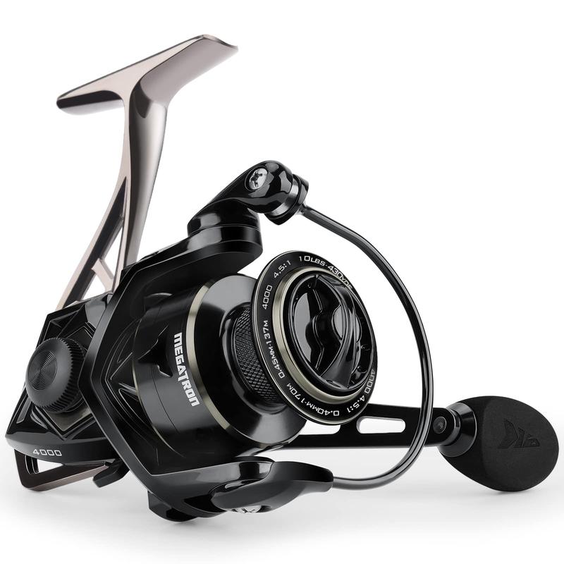 KastKing Megatron Spinning Reel,Freshwater and Saltwater Spinning Fishing Reel Rigid Carbon Drag, CNC Aluminum Spool & Handle Aluminum Frame 7+1 Double-Shielded Stainless-Steel BB,