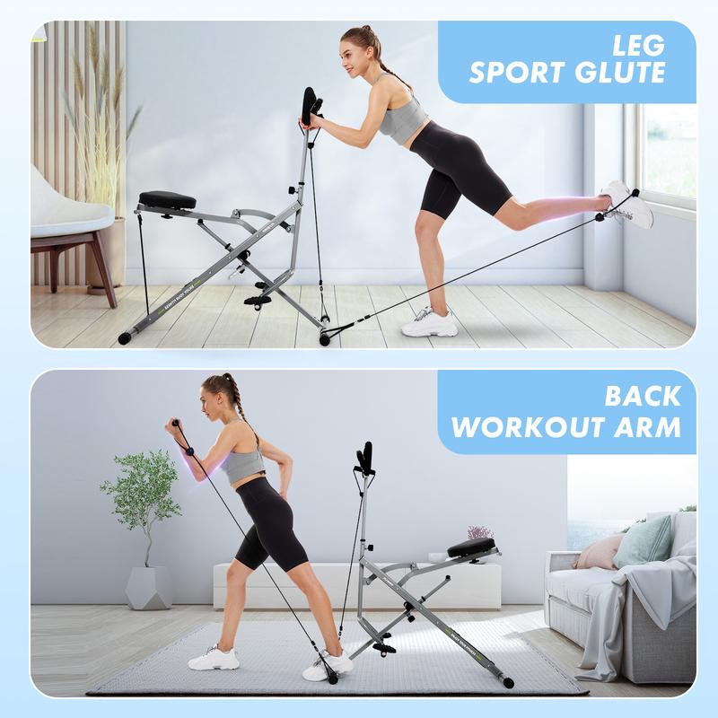 FLYBIRD Squat Machine for Home,Rodeo Core Exercise Machine,330lbs Foldable,Adjustable 4 Resistance Bands,Ride & Rowing Machine for Botty Glutes Butt Thighs,Ab Back Leg Press Hip Thrust