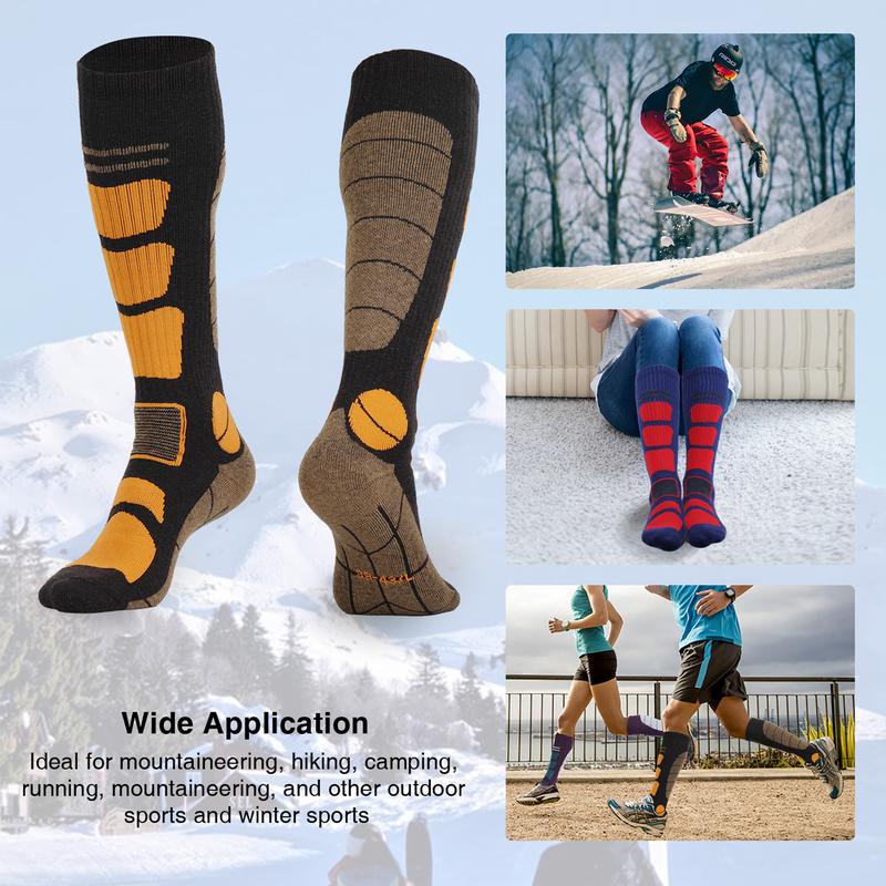 Ski Socks Merino Wool Thermal Knee High Winter Snowboard Sport Socks Men Women, Hunting Comfortable Breathable Quick Dry