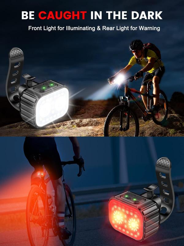 Cuvccn Bike Lights, Rechargeable Bicycle Lights Set Super Bright 8+12 Modes, IPX6 Waterproof Bike Lights for Night Riding Cycling Safety