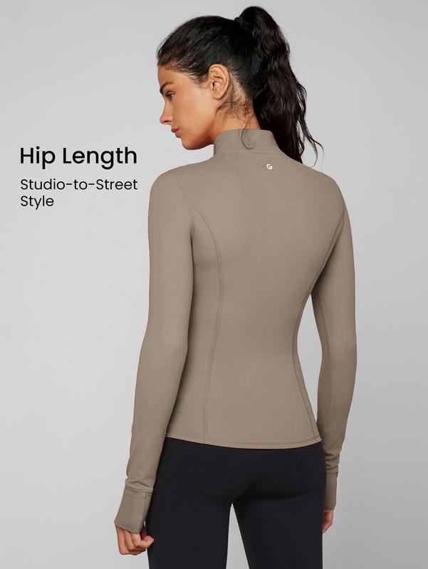 GLOWMODE FeatherFit Slim-It Streamline Performance Secure Pockets Zip Up Jacket Low Impact Yoga Daily Fall