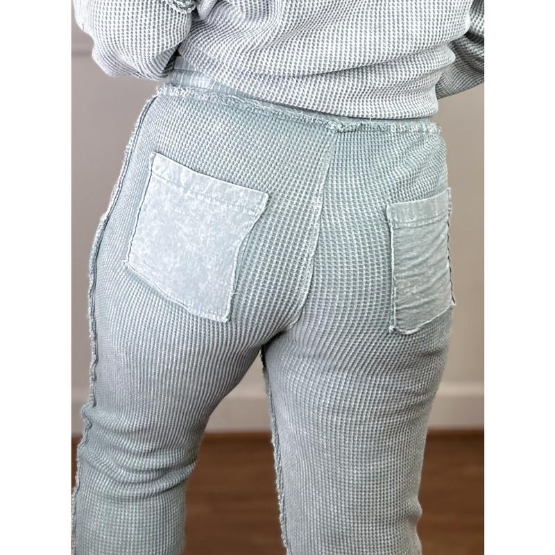 High Waisted Solid Thermal Knit Jogger