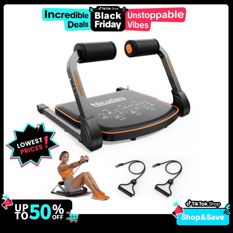 Niceday Ab Workout Machine – Ultimate Core & Stomach Trainer, Crunch & Sit-Up Machine w  Resistance Bands, Perfect for Home Gym, 330 lb Capacity