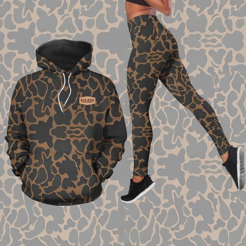 Outdoors Deer Badge Camo Legging Set Combo for Women - Cute 3D Hoodie Leggings