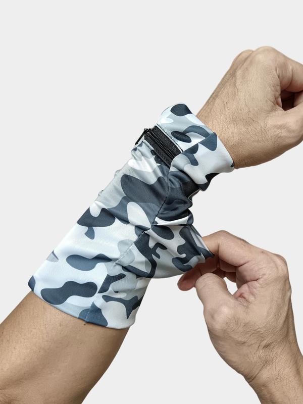 Camo Print Sports Wrist Bag, Zipper Design Portable Sports Wrist Pouch For Running Cycling Outdoor Activities