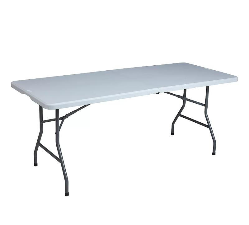 6FT Plastic Folding Table Portable Fold-in-Half Picnic Utility Table with Handle