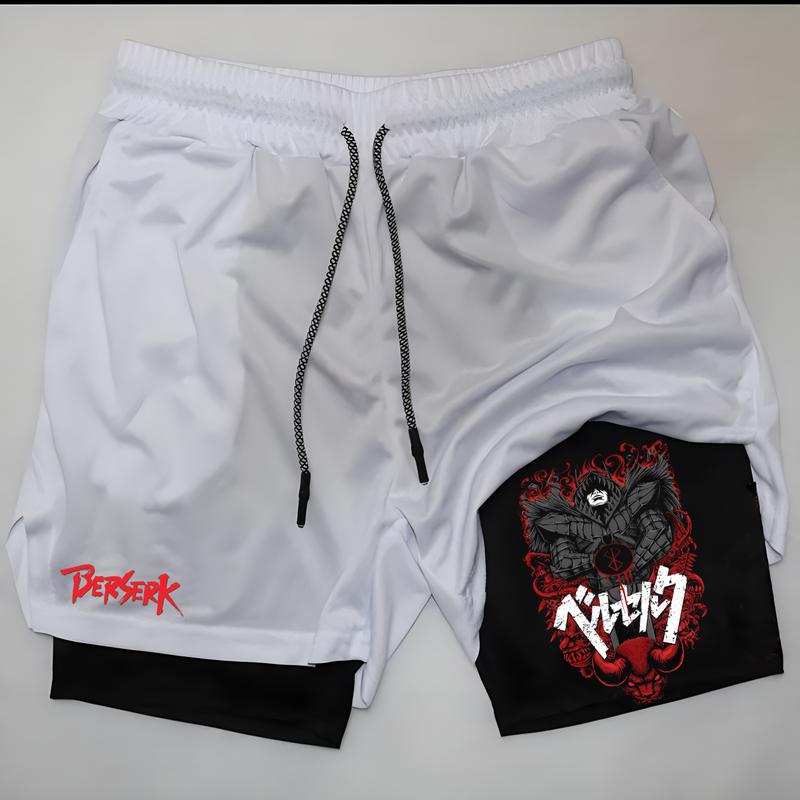 Sports Basketball Shorts Print Anime Gym Shorts Men Fitness Running Jogging Performance Shorts Active Track Shorts Athletic Workout Training Men 2-in-1 Double Layer Shorts Running Gear for Men