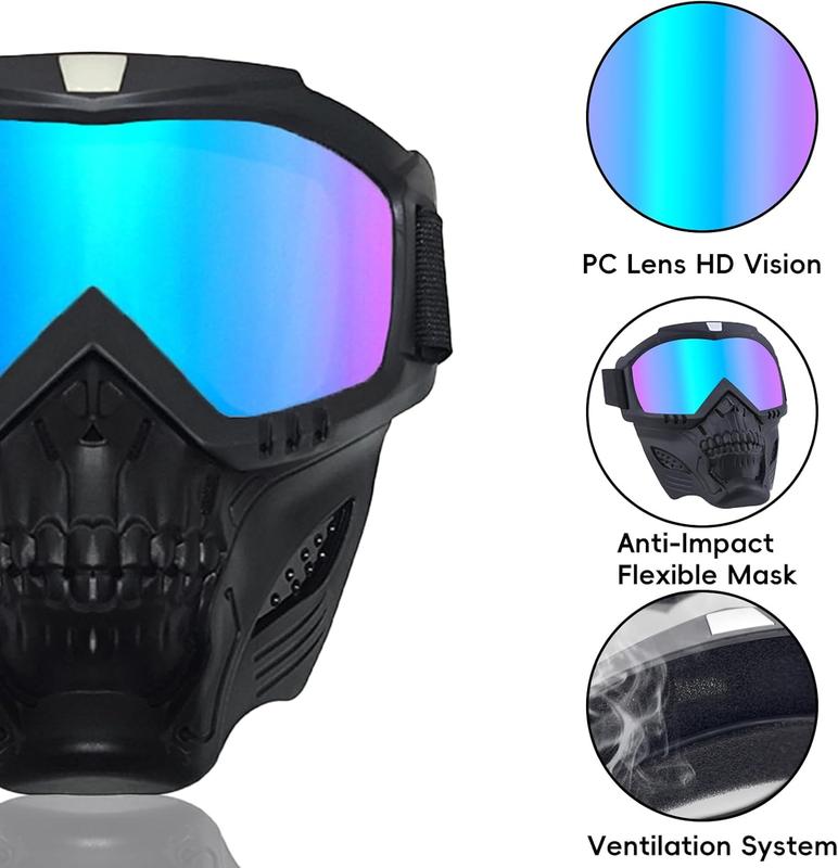 Stylish Glasses for Bicycling - Fog Proof and Warm, Adjustable Cool Skull Retro Riding Motorcycle Goggles