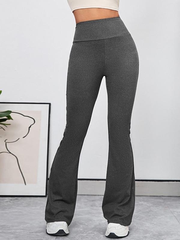 Women's Solid High Waist Flare Leg Sports Tummy Control Leggings, High Stretch Seamless Bell Bottom Yoga Leggings, Ladies Sportswear for Indoor Outdoor Wear