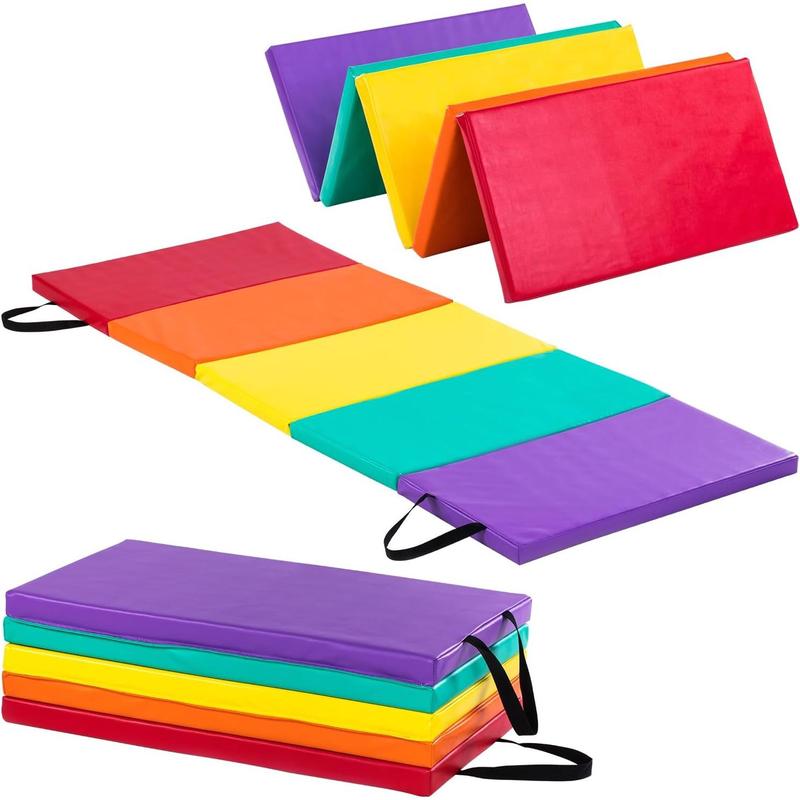 Kids' Rainbow tumbling mat-foldable gymnastics exercise mat for home and outdoor use