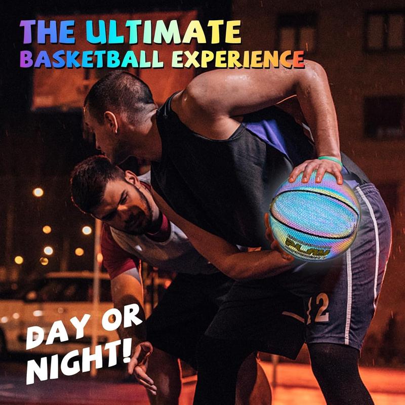 NightPlay Reflective Basketball Size 7 - Cool Holographic Glow Basketball for Night Game, Ideal Gift for Boys Girls 10-14 Year Old, Cool Teen Toys