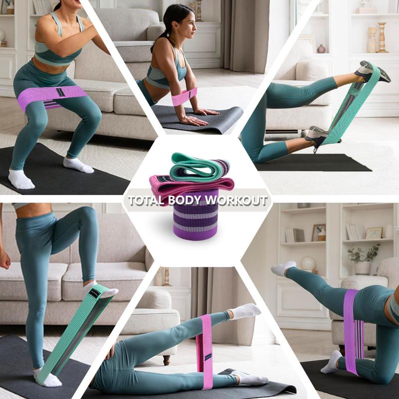 Exercise Bands, 3 Levels Fabric Resistance Bands for Working Out, Workout Bands Resistance for Women & Men, Multi-colored Fabric Booty Bands for Leg Strength Training, Rehab, Yoga