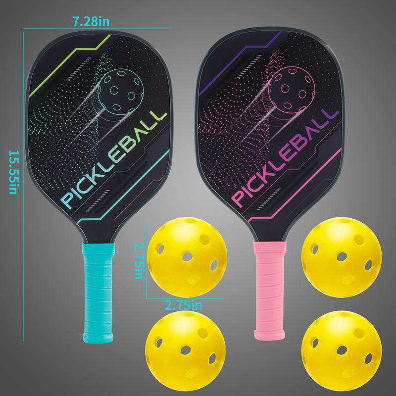 Paddles Set of 2 Paddles,4 Indoor Outdoor  Balls, Paddle Set of 2 Wood  Racket  Racquets Gifts for Men Women All Levels & Ages joola rocks us a carbonfiber paddle padel durafast40 pickleball vins guir pickle ball pickleball paddle USA Approved Tennis