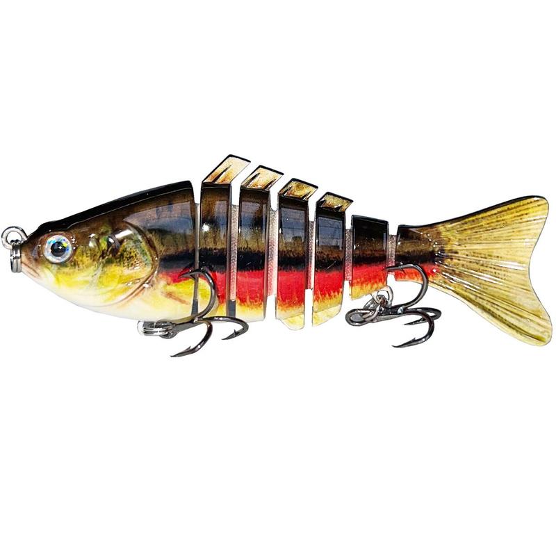 7-segmented Fishing Lure, Lifelike Slow Sinking Segmented Fishing Lure with Treble Hooks, Swimming Fishing Lure for Freshwater Saltwater