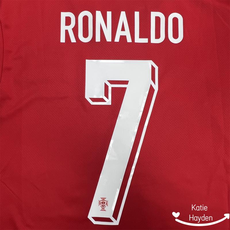 Euro 2024 Portugal Home Cristiano Ronaldo NO.7 Red Short Sleeve Football Jersey