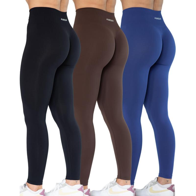 AUROLA  3 Pieces Pack Set Dream Collection Workout Leggings for Women High Waist Seamless Scrunch Athletic Running Gym Fitness Active Pants outdoor tights