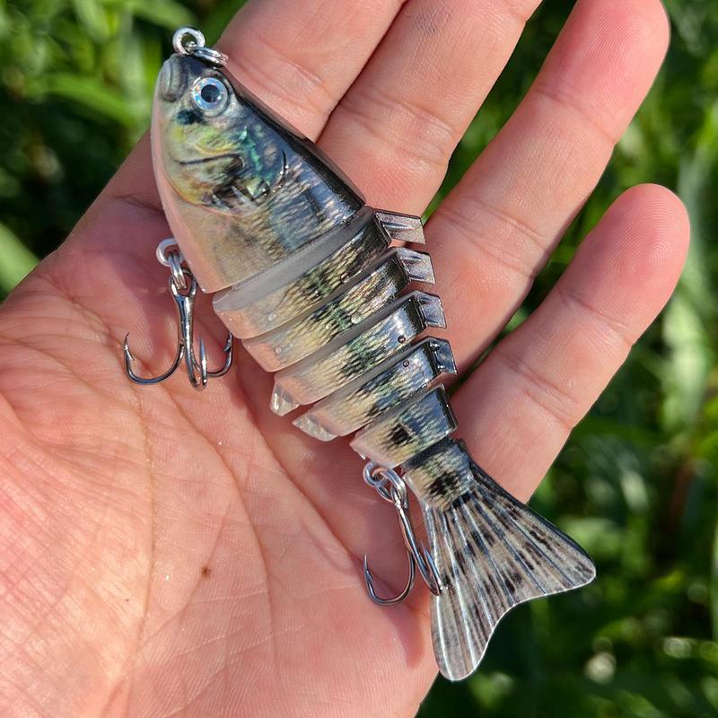 7-segmented Fishing Lure, Lifelike Slow Sinking Segmented Fishing Lure with Treble Hooks, Swimming Fishing Lure for Freshwater Saltwater