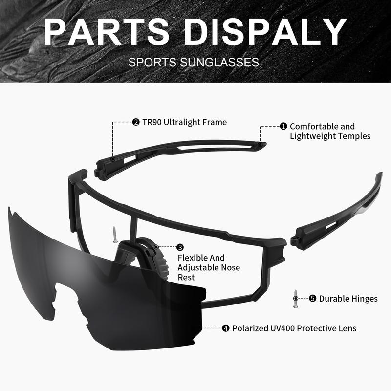 TURBOPEP Polarized Sports Sunglasses for Men and Women, Fishing, Baseball, Running, Cycling, Mountain Bike Sunglass, UV Protection