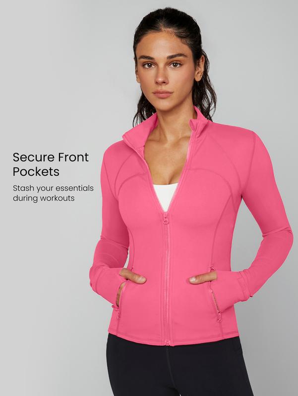 GLOWMODE FeatherFit Slim-It Streamline Performance Secure Pockets Zip Up Jacket Low Impact Yoga Daily Fall