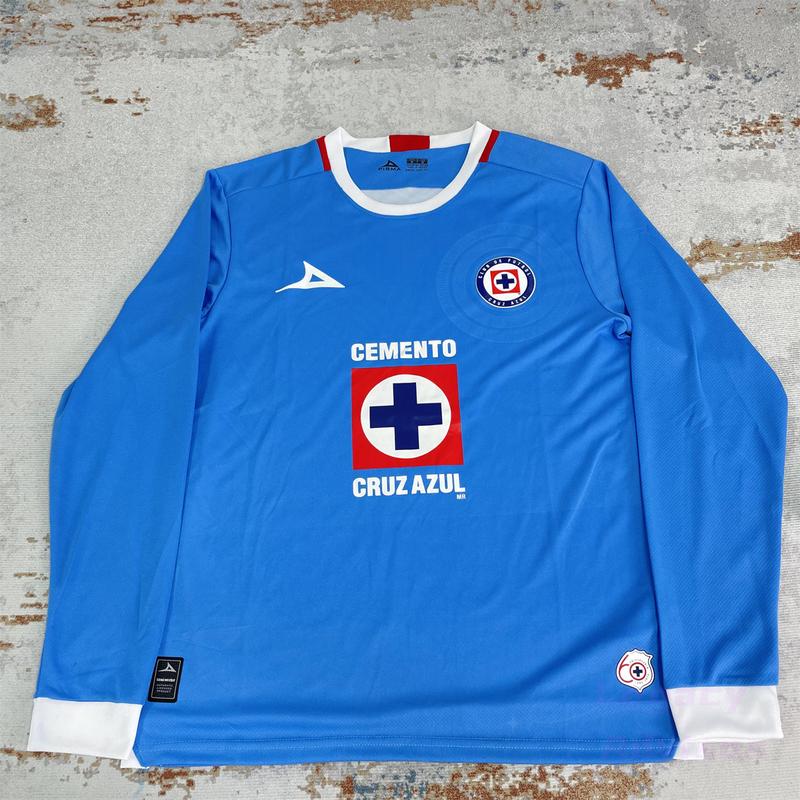 24 25 MEXICO CRUZ AZUL LIGA MX Home Long Sleeve Soccer Jersey Quick Dry Fan Edition