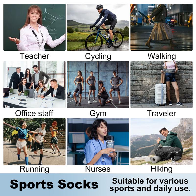 ISUNIE 4 Pairs Sports socks for Women & Men,Support for Sedentary Running Hiking christmas