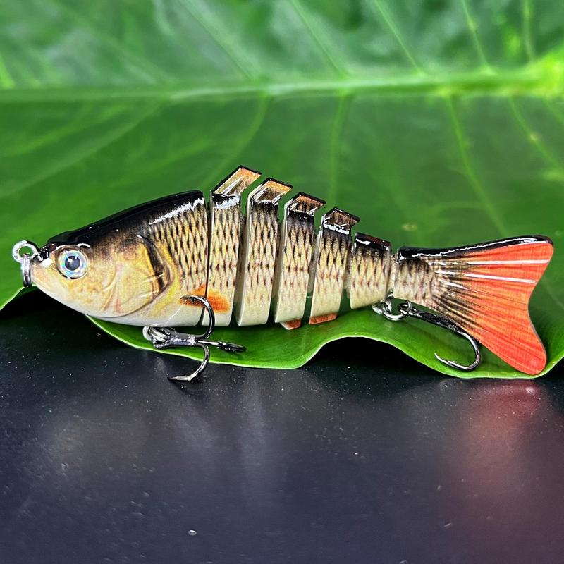 7-segmented Fishing Lure, Lifelike Slow Sinking Segmented Fishing Lure with Treble Hooks, Swimming Fishing Lure for Freshwater Saltwater