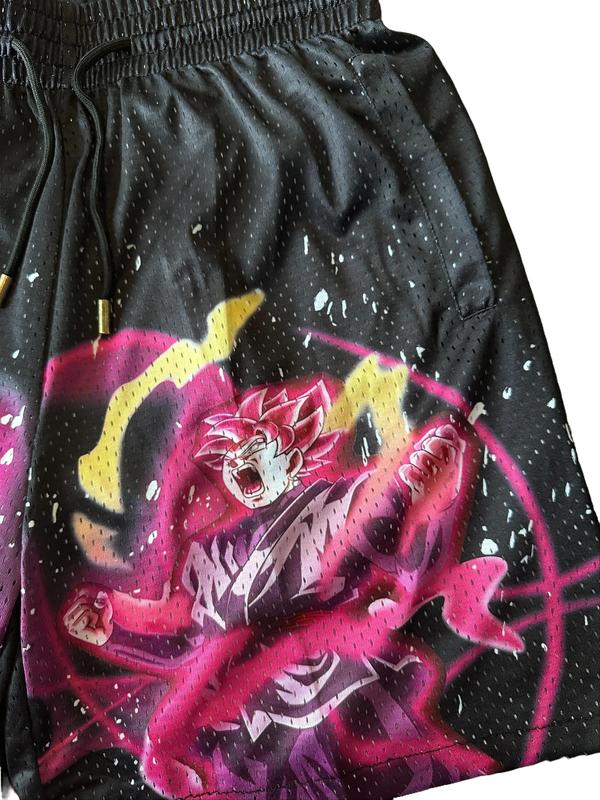 Goku Black Rose Dragon Ball Shorts Sport Knee Pants with Four Pockets for Men and Women - Breathable Polyester Material