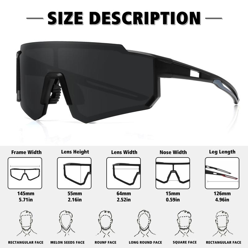 Polarized Sports Sunglasses for Men Women,Driving Fishing Cycling Mountain Bike Sunglasses UV400 Protection