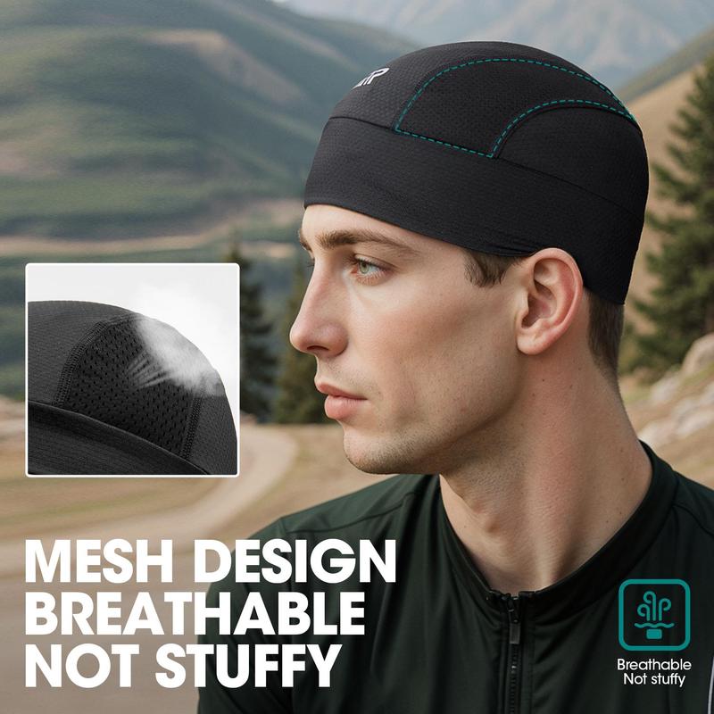 Mesh Design Cycling Cap, 2 Counts Quick Drying Sun Care Sports Hat, Breathable Cooling Skull Cap, Helmet Liner Sweat Caps for Outdoor