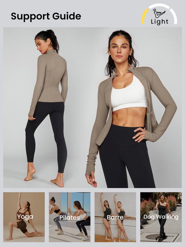 GLOWMODE FeatherFit Slim-It Streamline Performance Secure Pockets Zip Up Jacket Low Impact Yoga Daily Fall