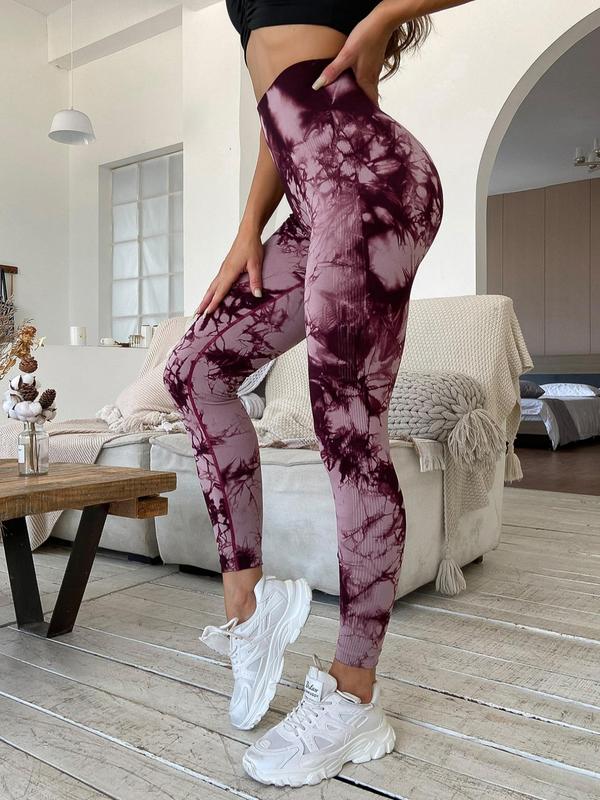 Women's Tie Dye Print High Waist Sports Gym Leggings, Sporty Comfy Skinny Pants, Workout Clothes Women, Gym Clothes Women, Fall Clothes, Sport & Outdoor Back To School Clothing for Yoga Gym Workout Running, Fall Outfits 2024, Fall Outfits, Fallfreshness