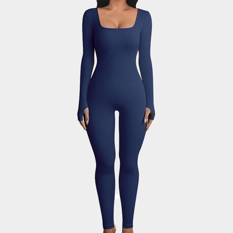 GQF Women's   Ribbed Long Sleeve Sport Jumpsuits3306[comfort shaping sculpting confidence-boosting belly-control bodysuit and shapewear]