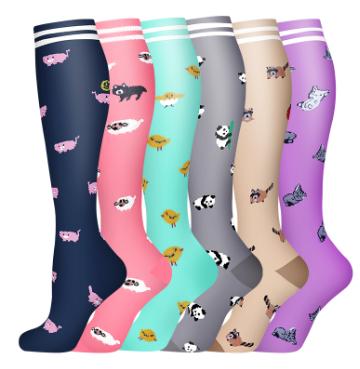 6 Pairs of Compression Socks for Running and Sports - Breathable Cotton Socks with Anti-Slipping and Friction Design - Christmas Day Socks