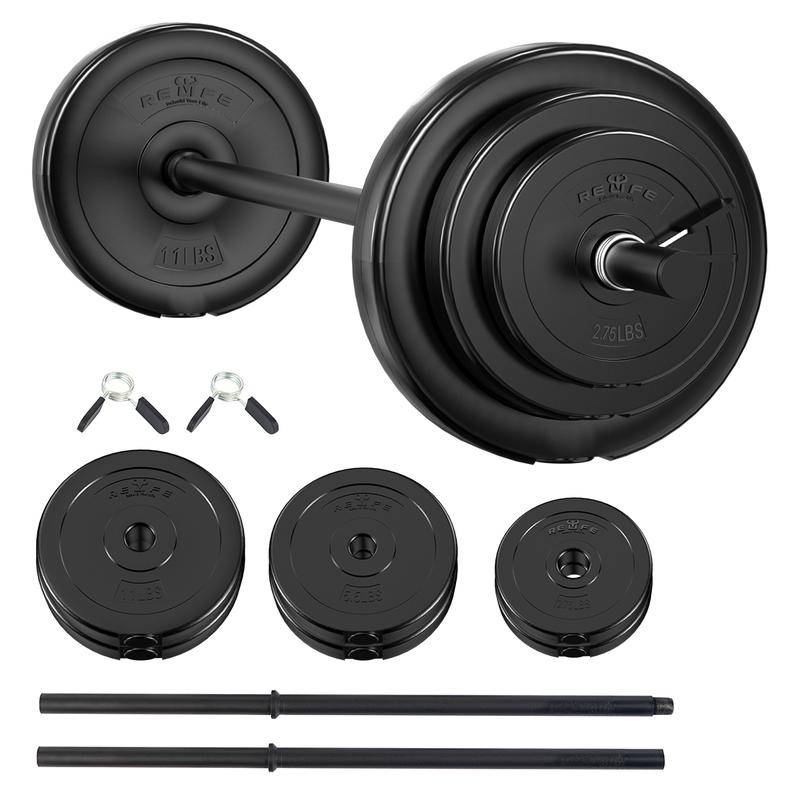 Adjustable Barbell Weight Set for Home Gym, Barbell Weight Set for Lifting and Body Building, Black